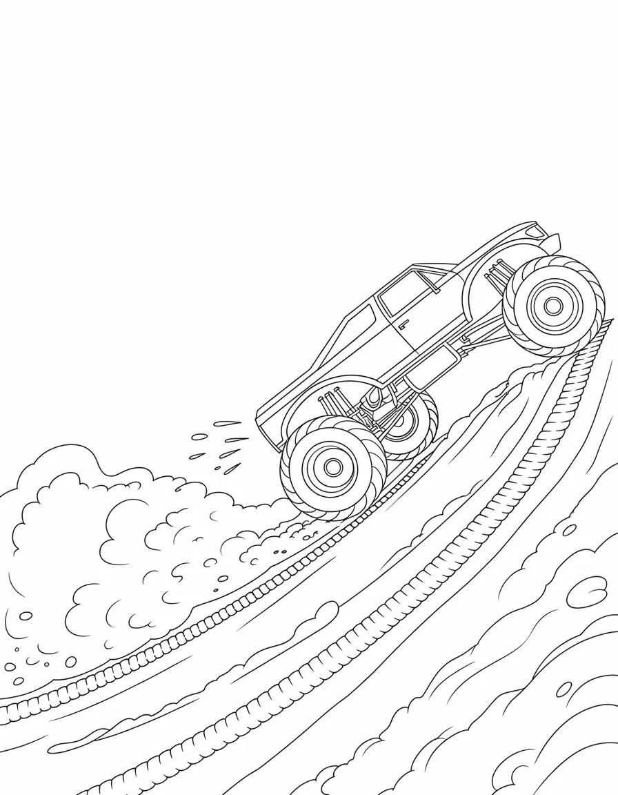 Monster-truck-drifting-on-a-dirt-track