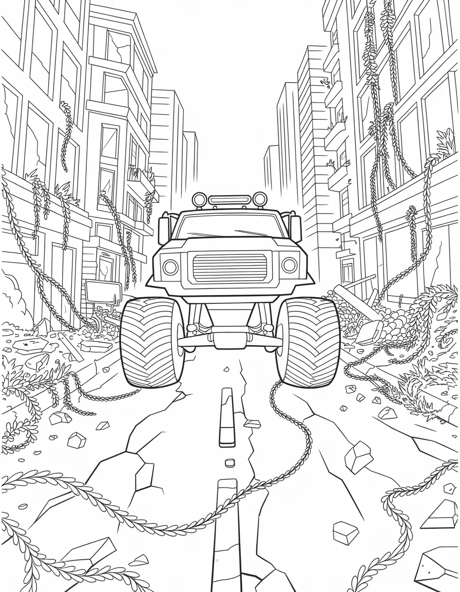 Monster-truck-in-post-apocalyptic-city