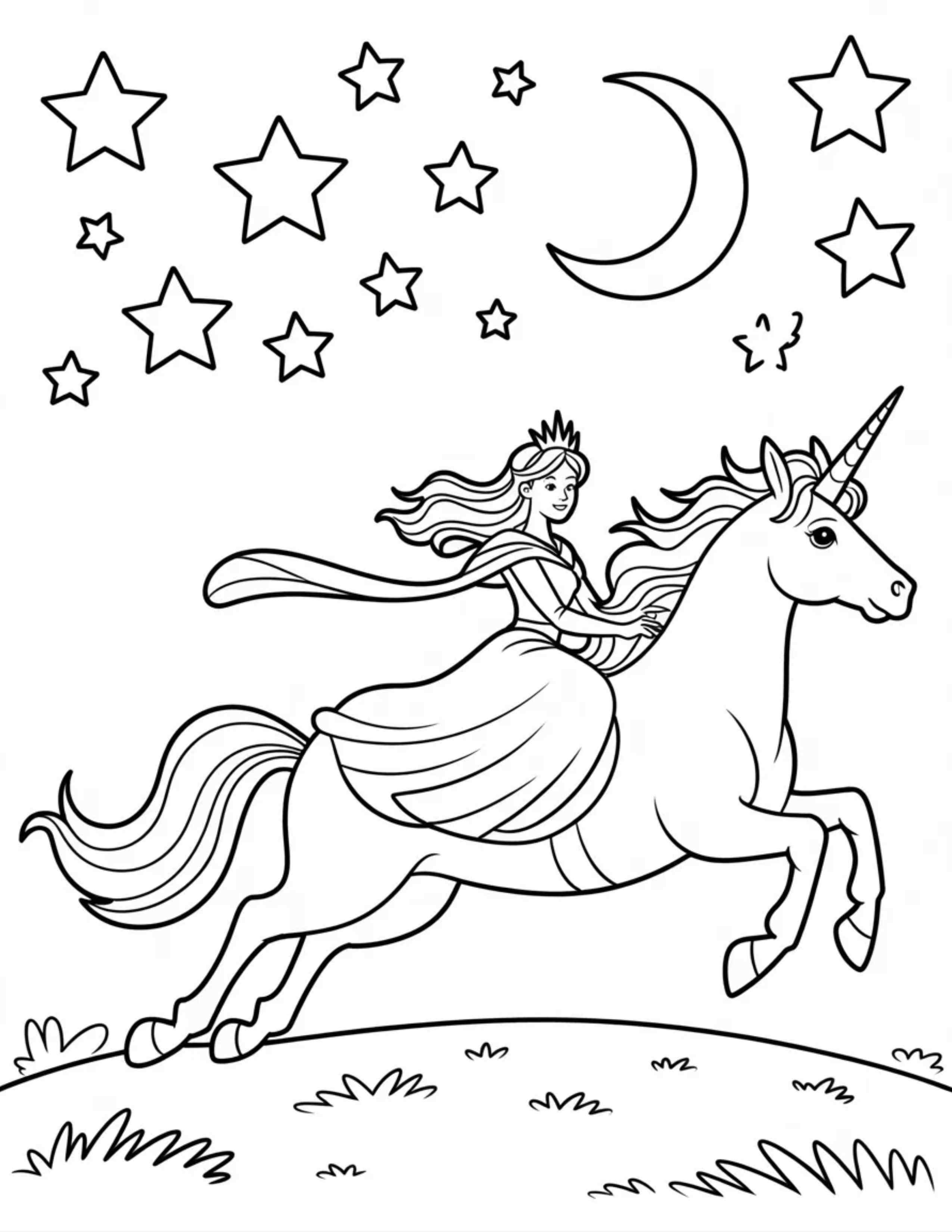 Princess-And-Unicorn-Galloping-Through-A-Starry-Night