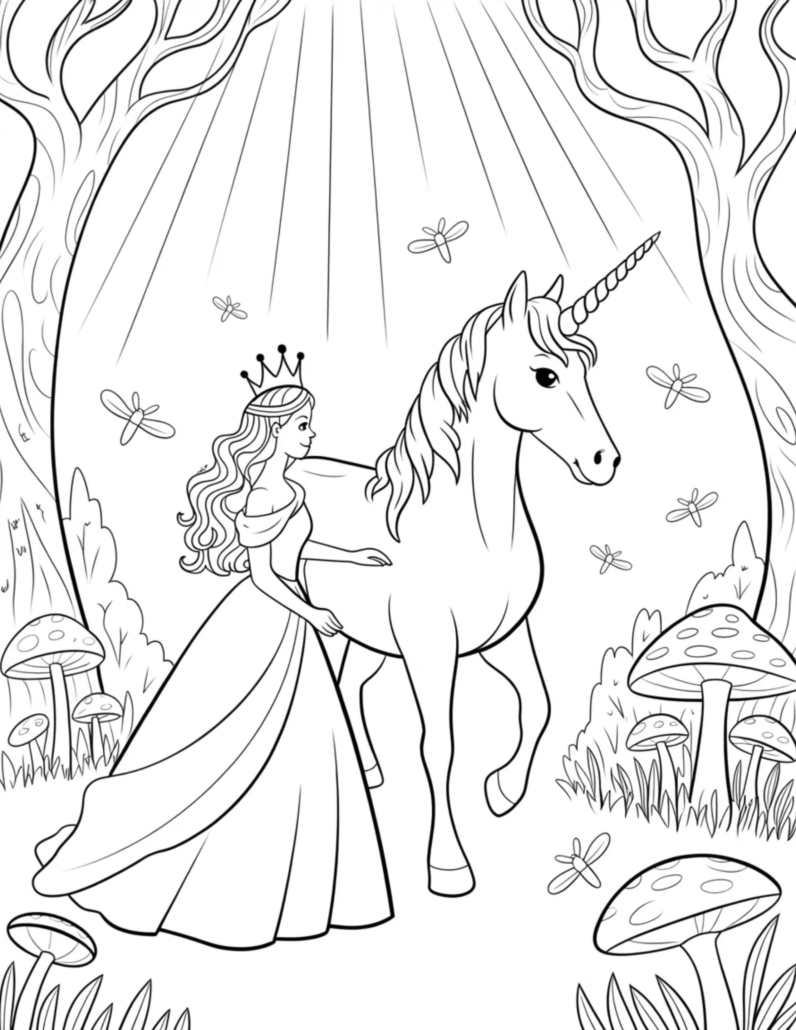 Princess-And-Unicorn-In-An-Enchanted-Forest
