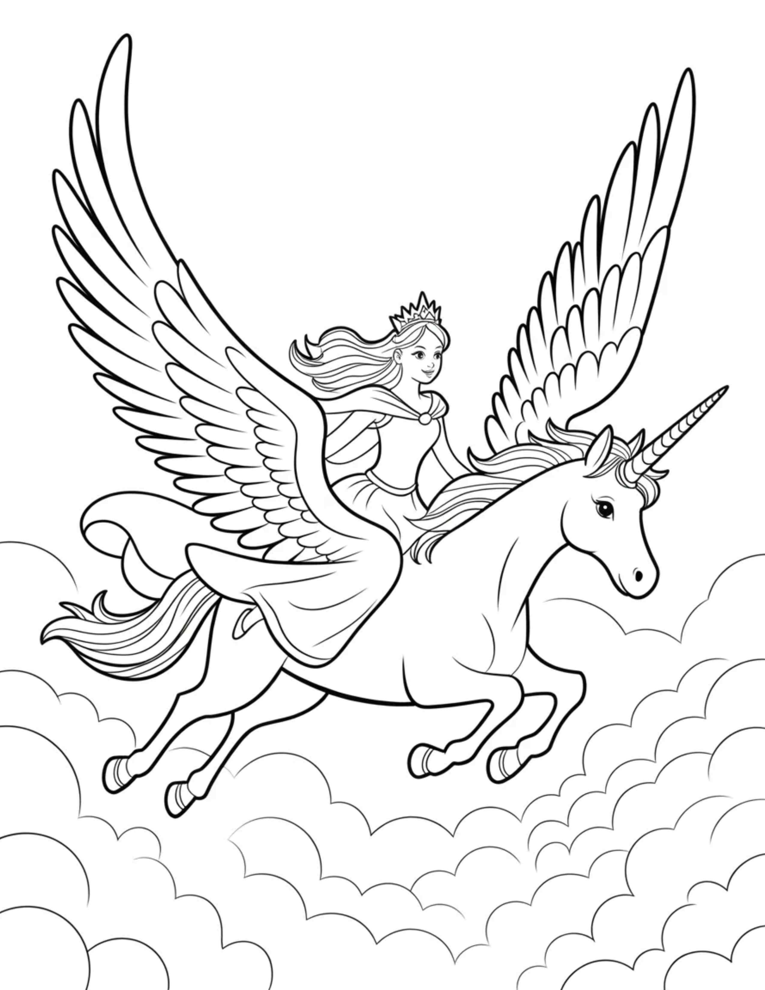 Princess-And-Winged-Unicorn-Alicorn-Flying-Together