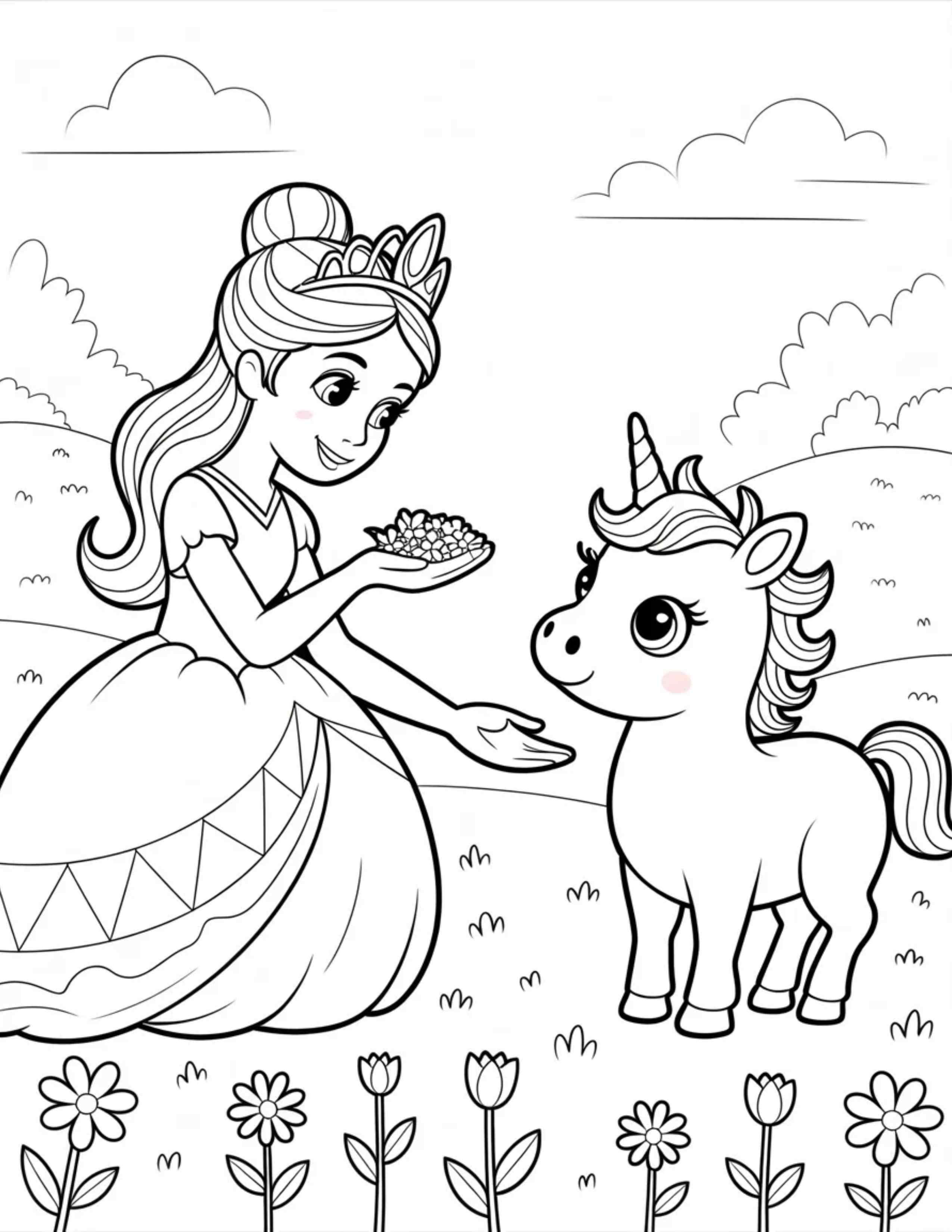 Princess-Feeding-A-Baby-Unicorn