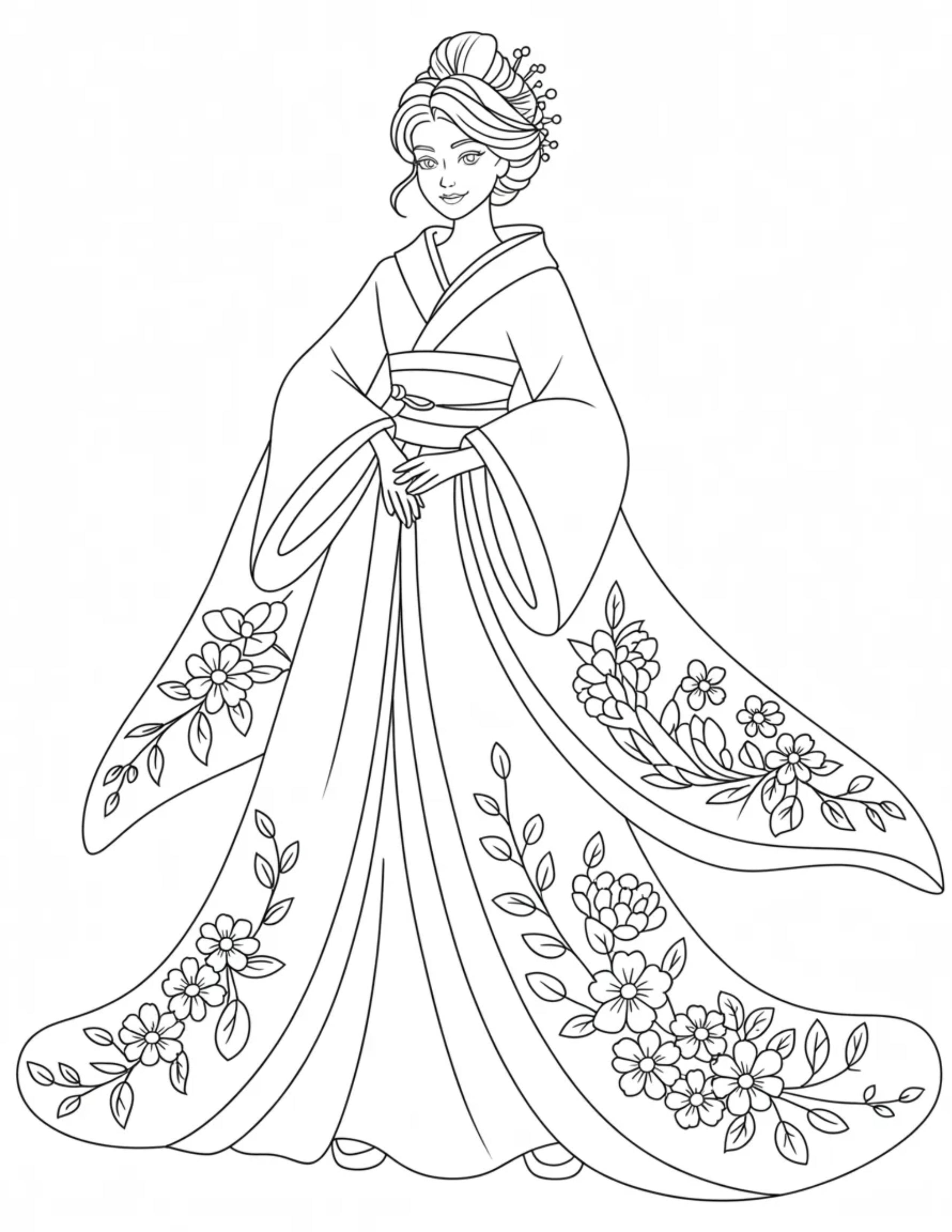 Princess-in-a-traditional-kimono-style-gown