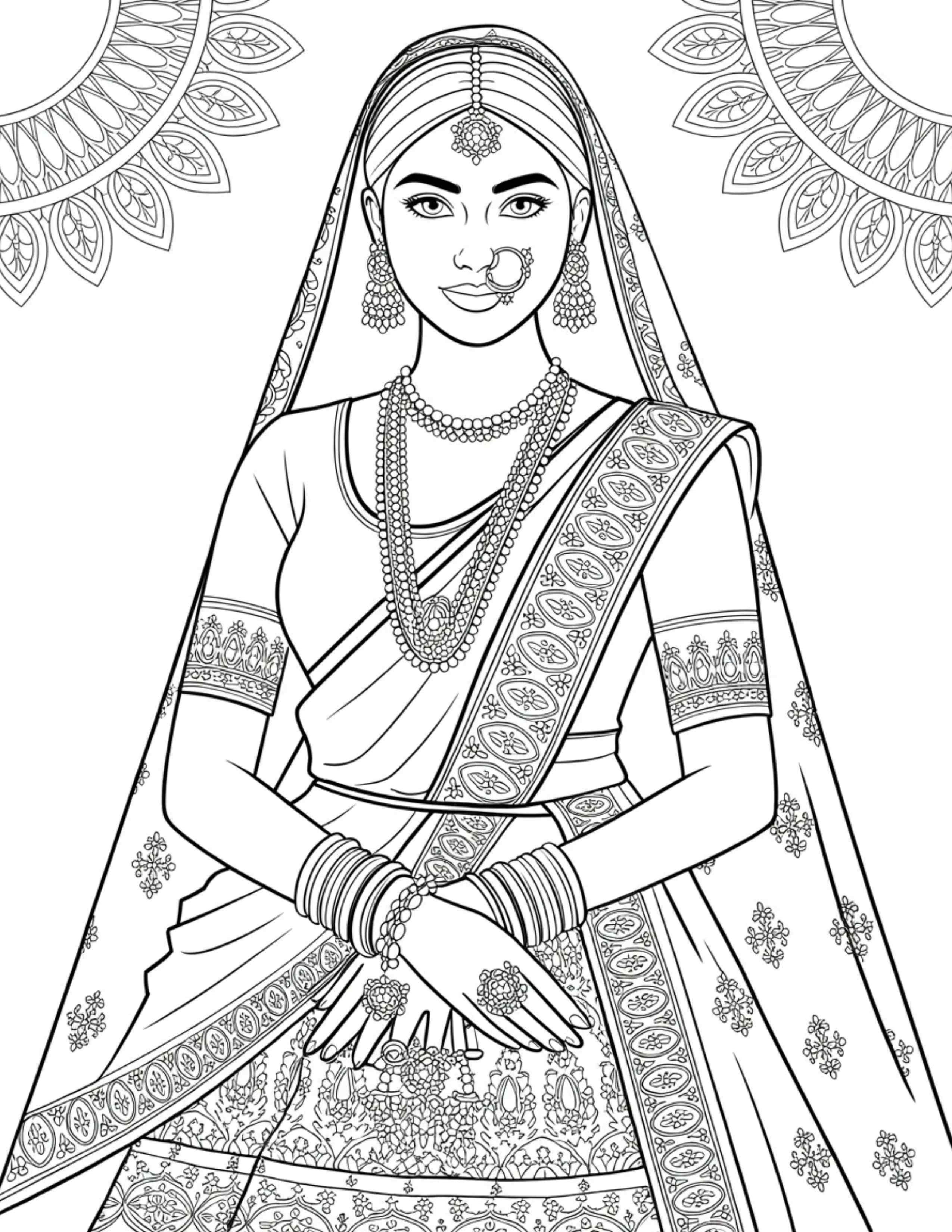 Princess-in-an-Indian-lehenga-with-detailed-embroidery