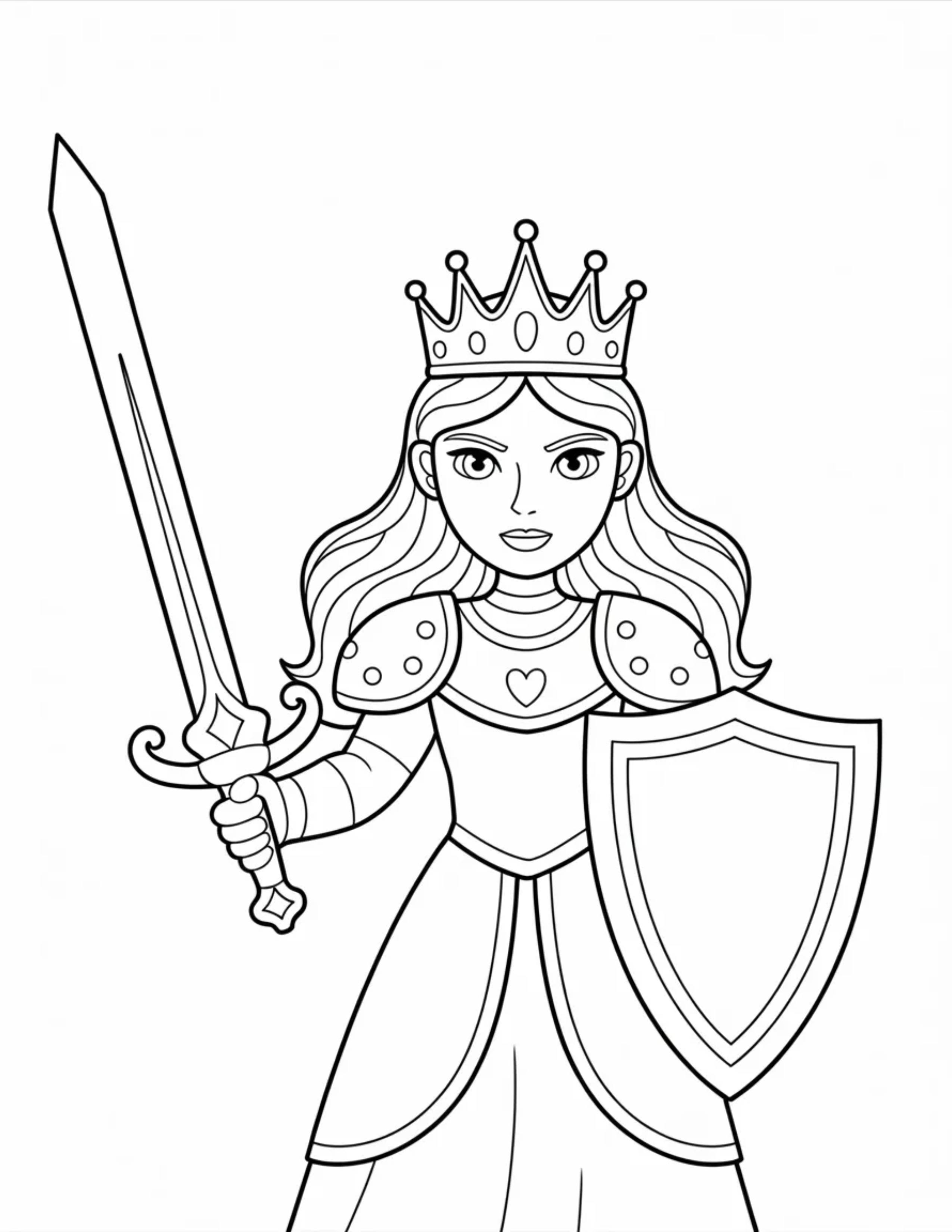 Princess-knight-holding-a-sword-and-shield