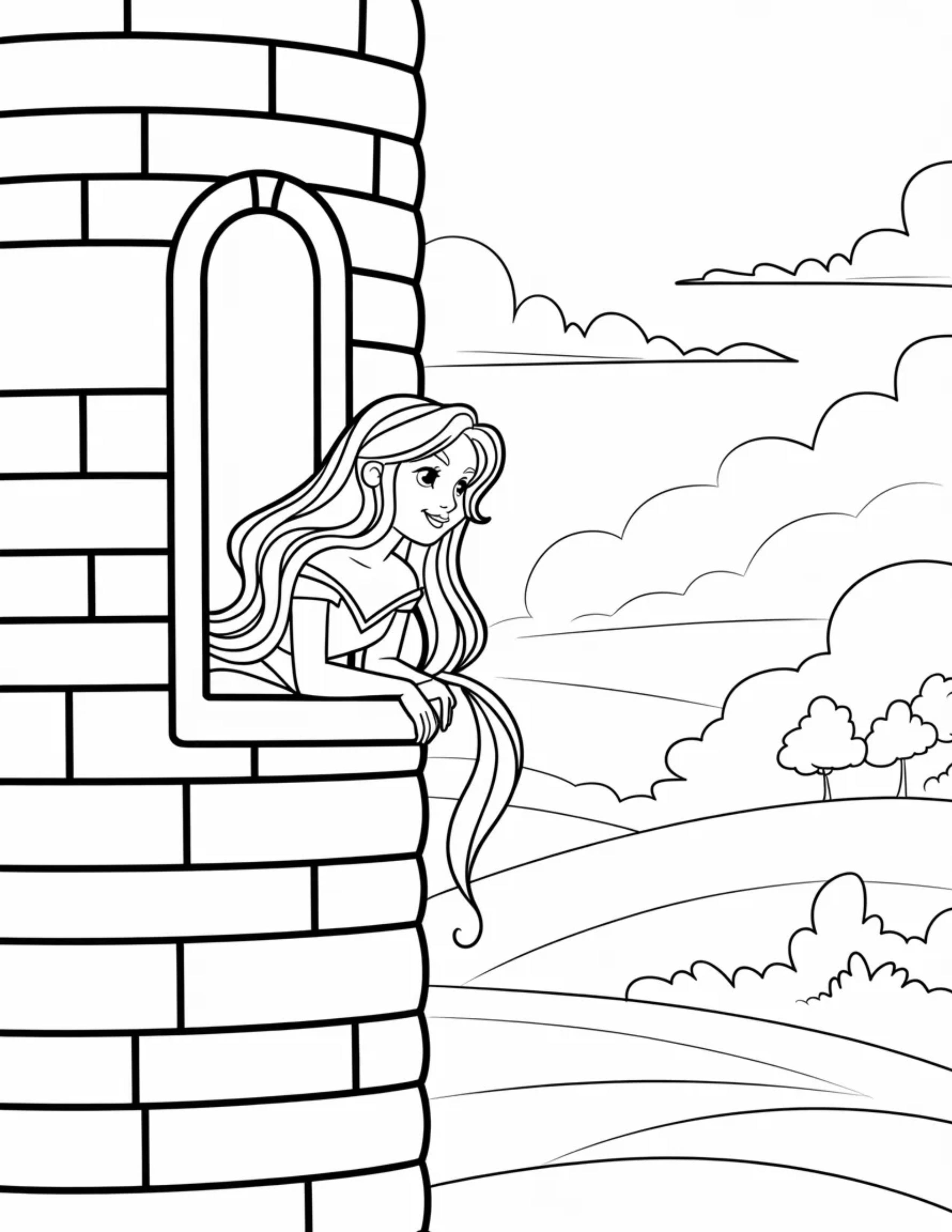 Princess-looking-out-from-a-castle-tower-window
