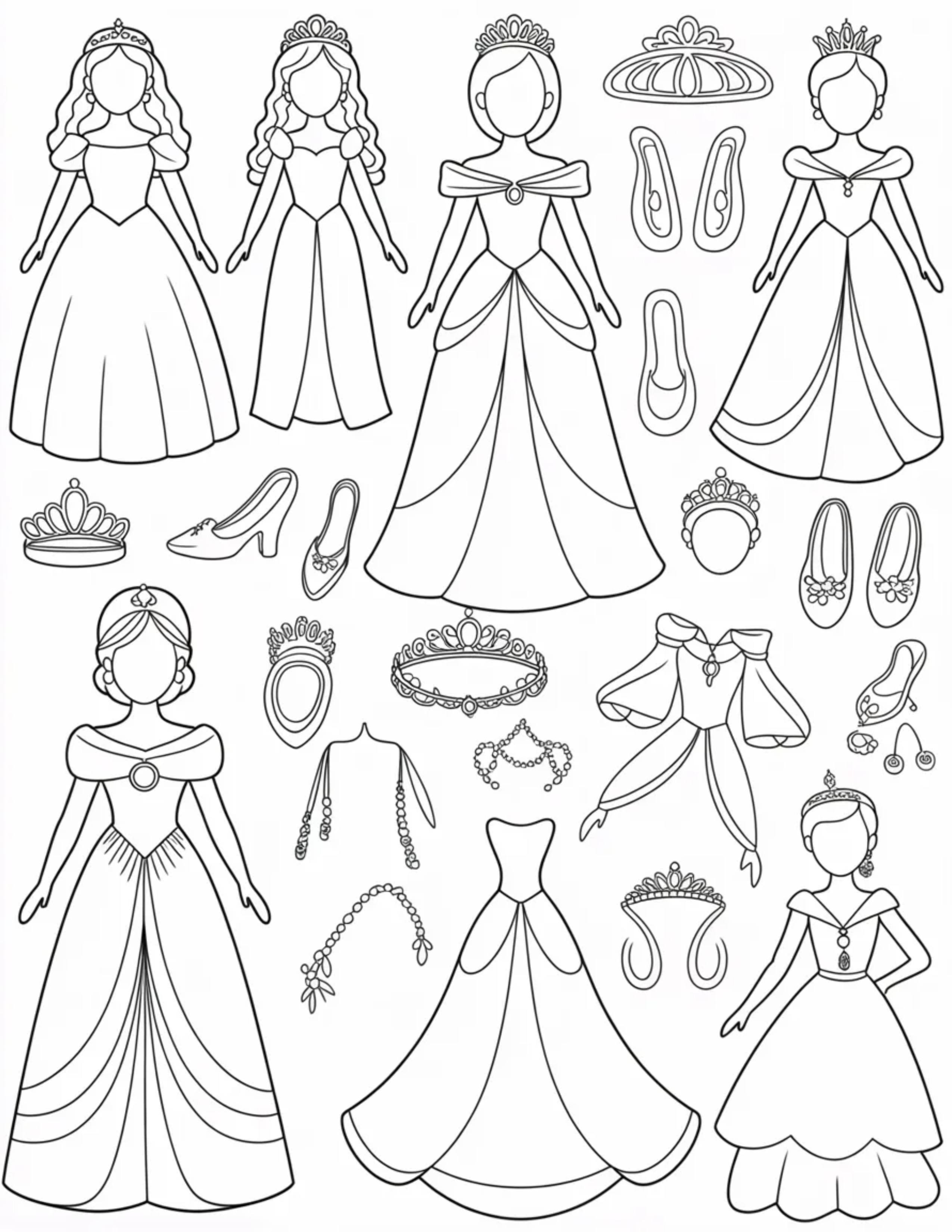 Princess-wardrobe-page-multiple-outfits-to-color