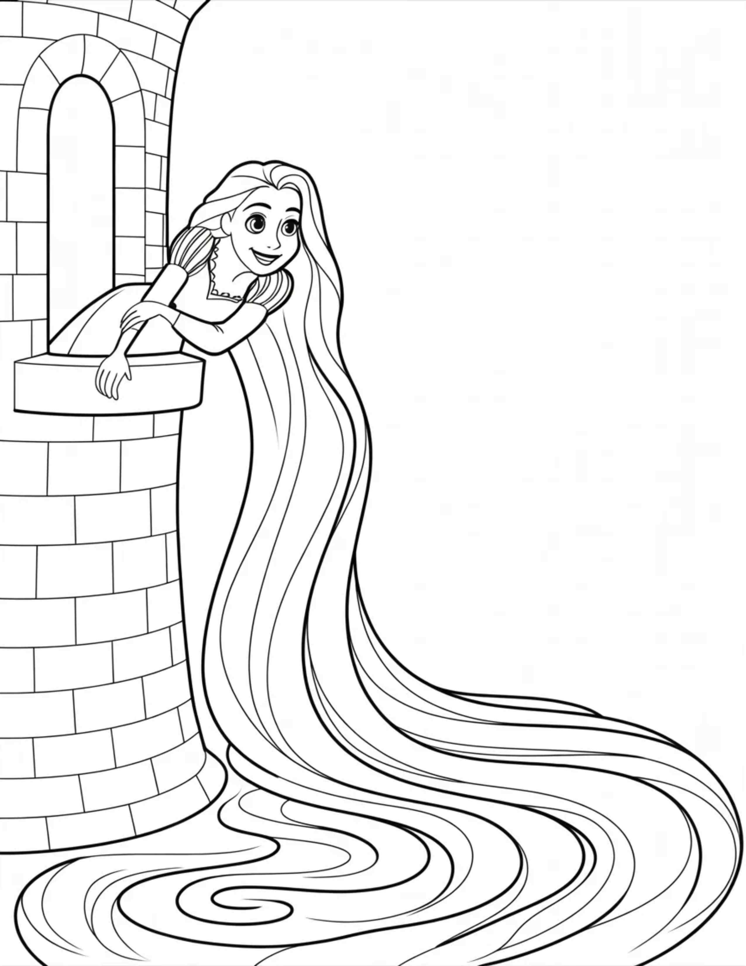 Rapunzel-In-Her-Tower-With-Long-Flowing-Hair