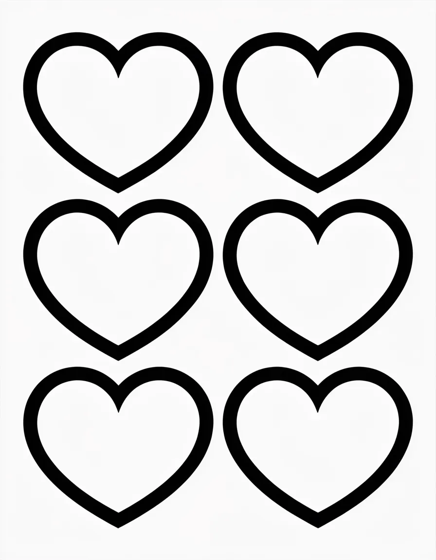 Six Small-Hearts-with-Thick-Outlines