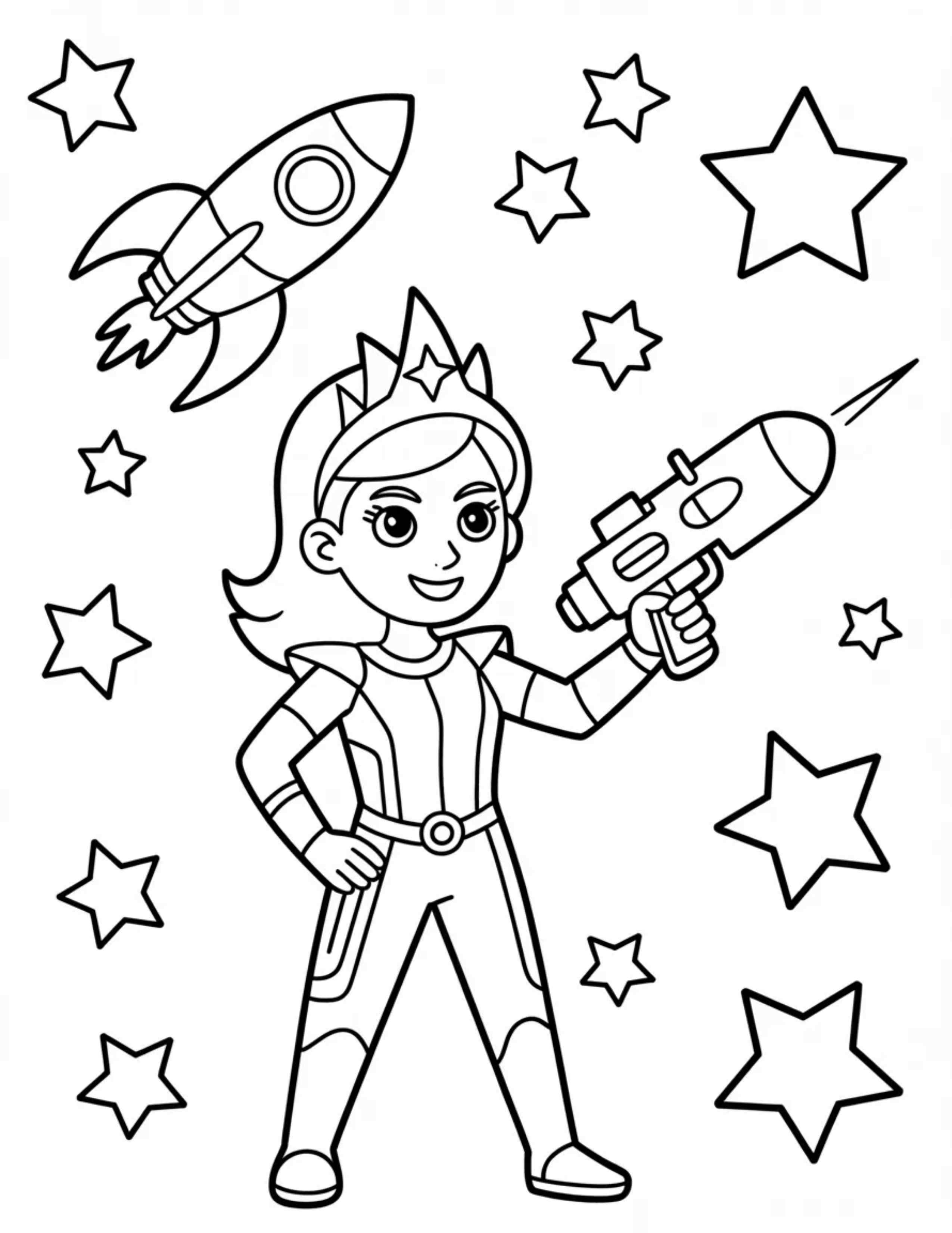 Space-princess-with-a-ray-gun-and-rocket