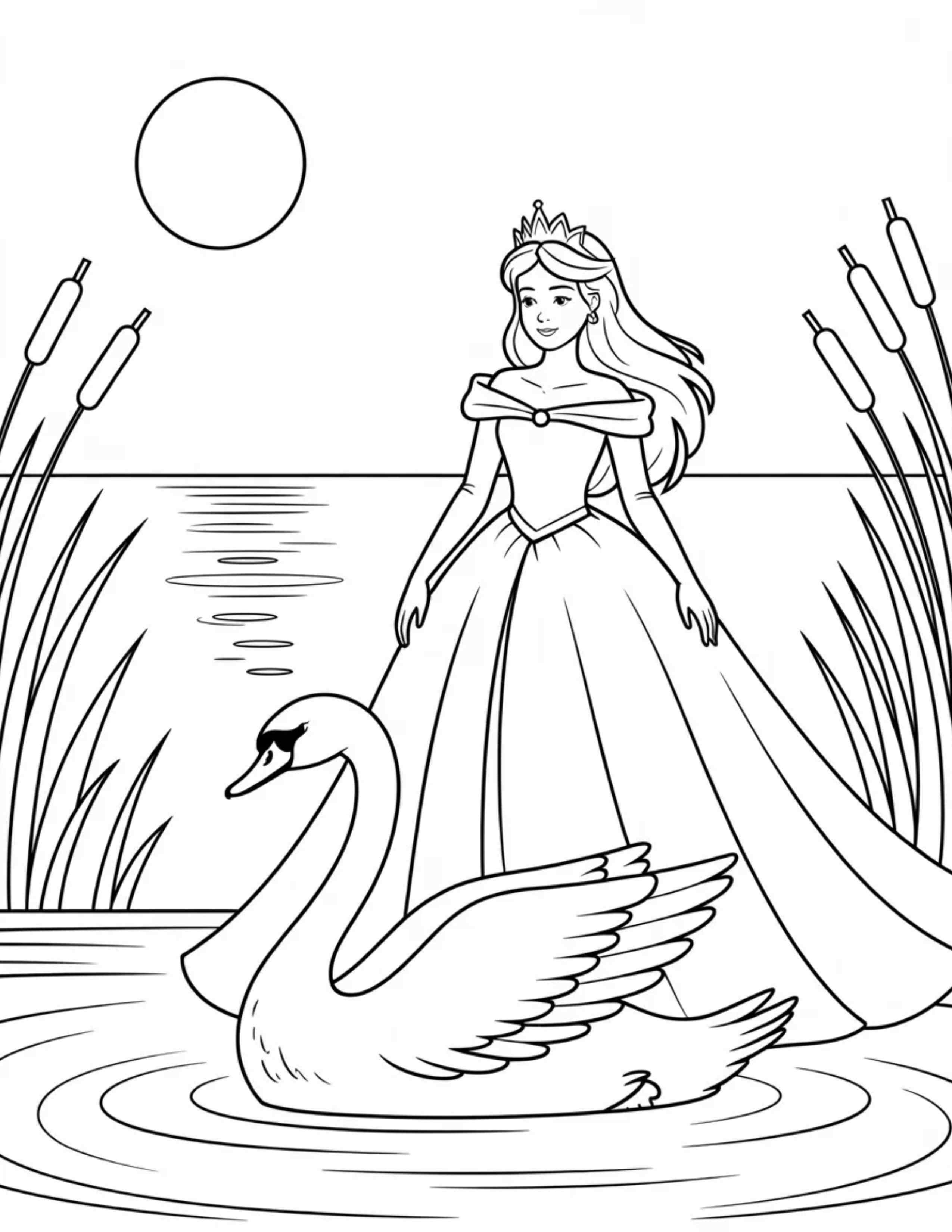 Swan-Princess-By-A-Moonlit-Lake