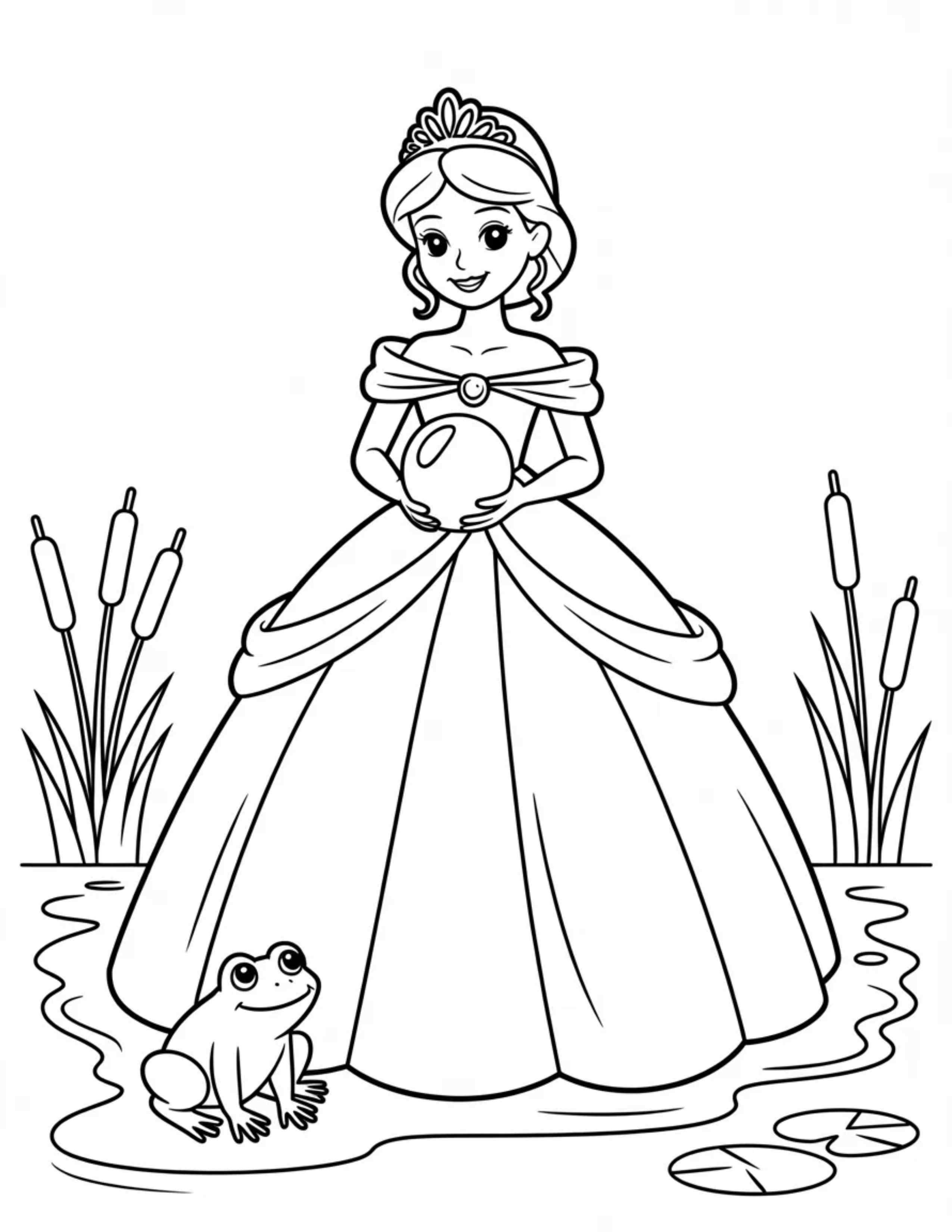 The-Frog-Princess-Holding-A-Golden-Ball