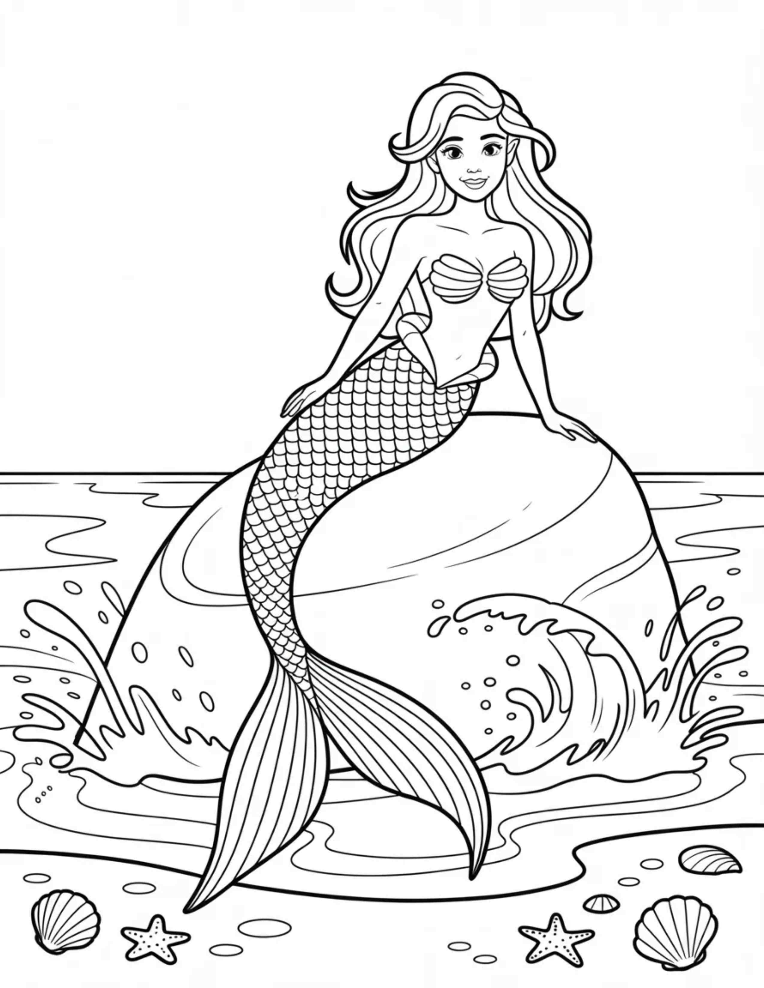 The-Little-Mermaid-Princess-On-A-Rock-By-The-Sea