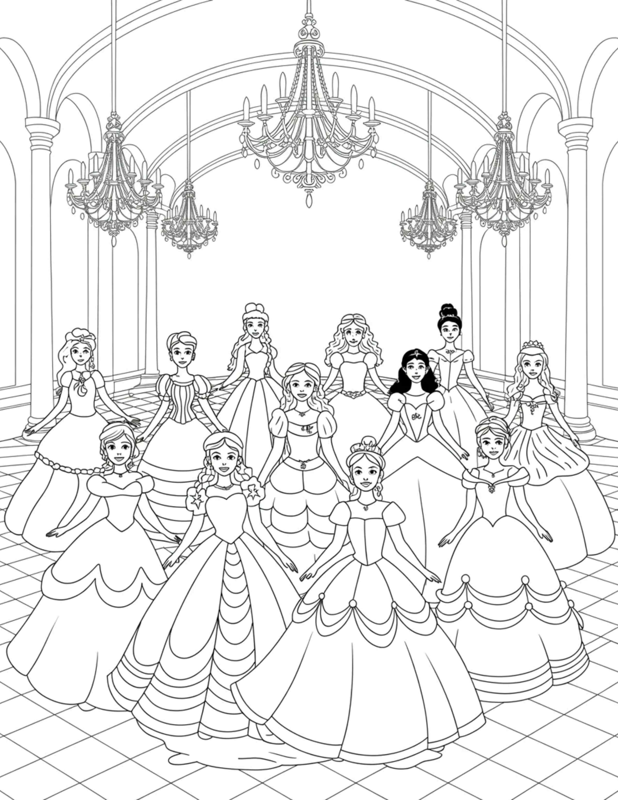 The-Twelve-Dancing-Princesses-In-A-Ballroom