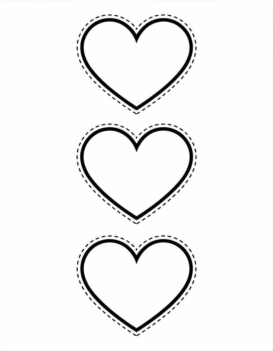 Three-medium-hearts-with-dashed-cut-line-border