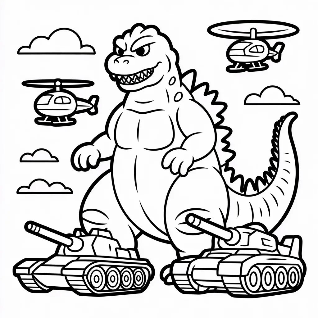 godzilla-and-military-vehicles