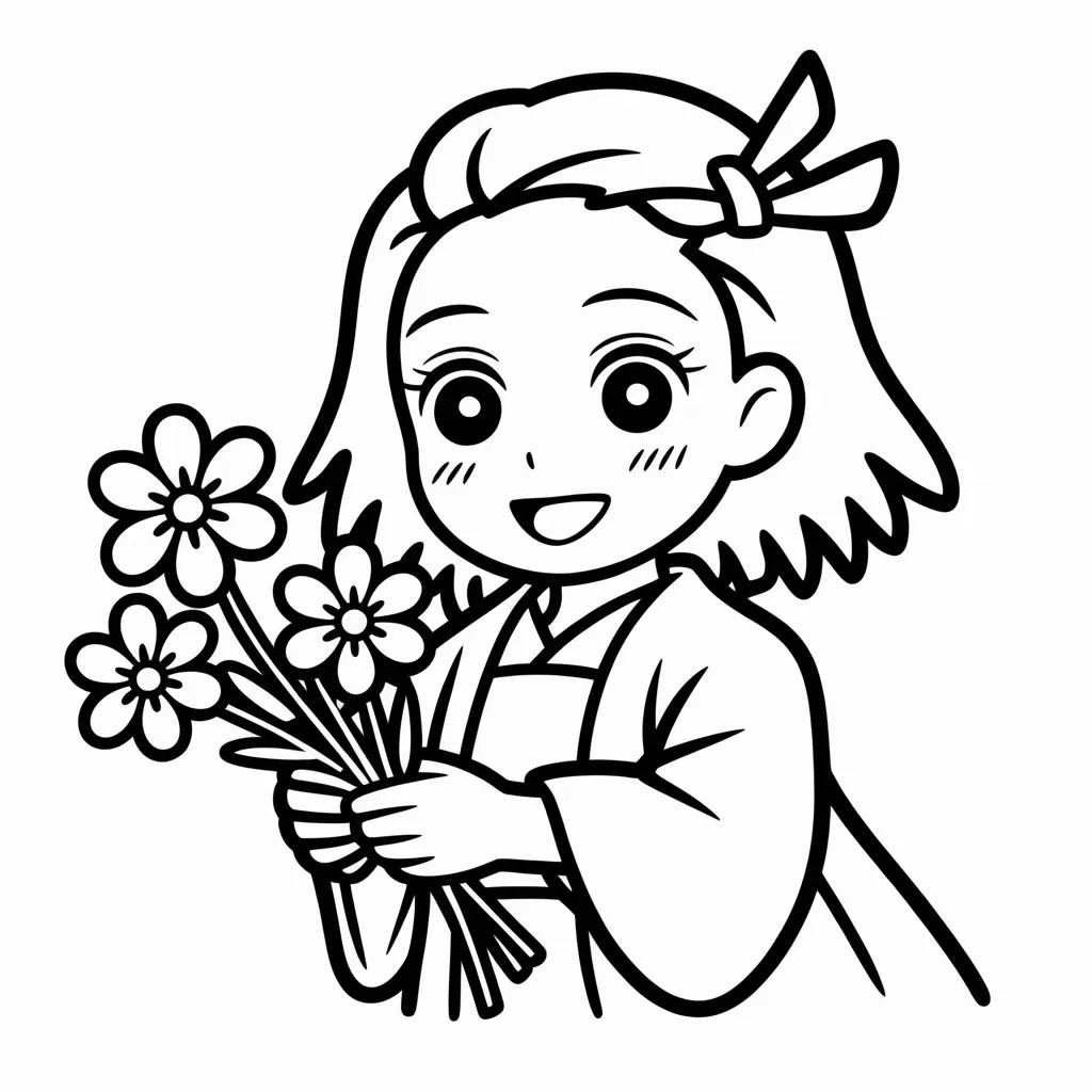 nezuko-holding-flowers
