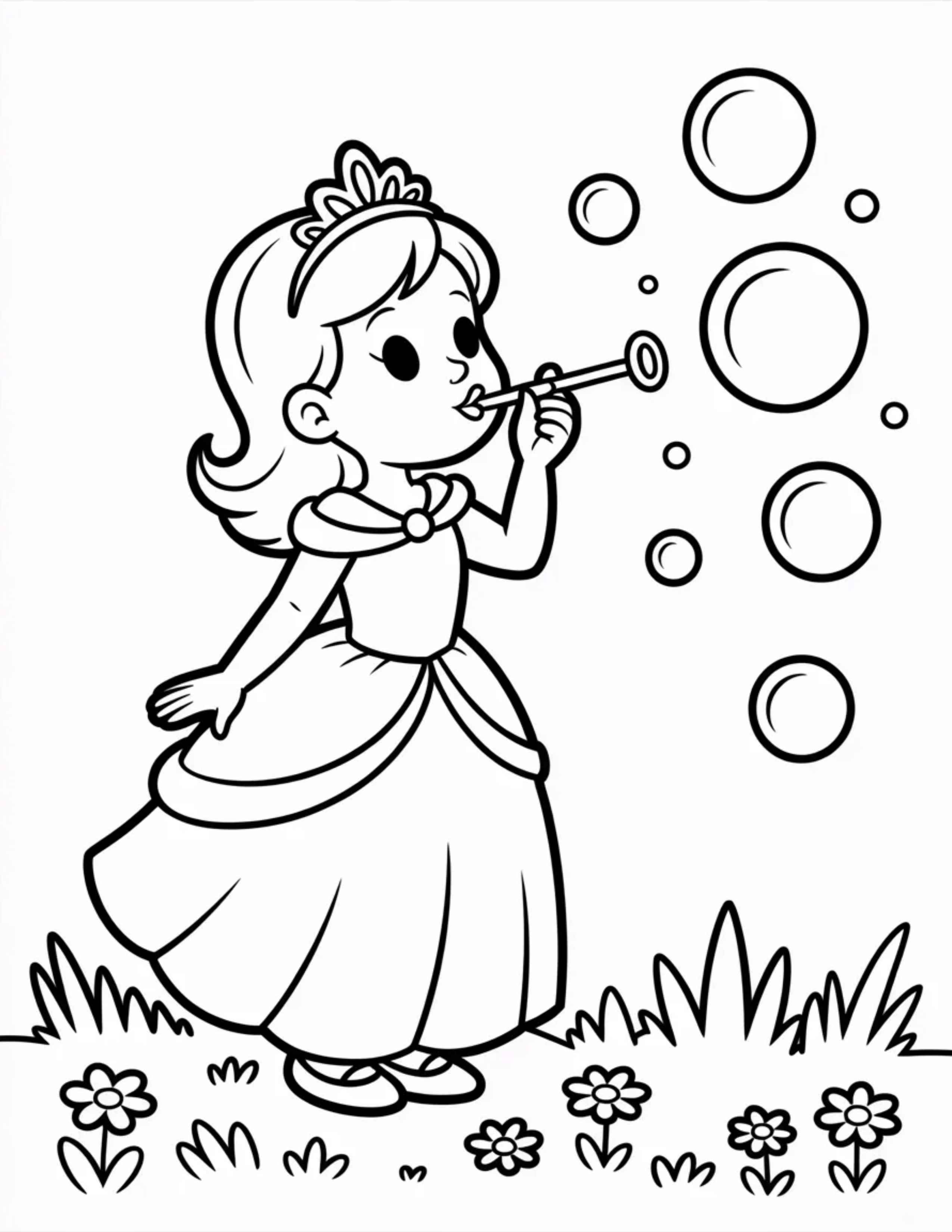 princess-blowing-bubbles-in-a-meadow