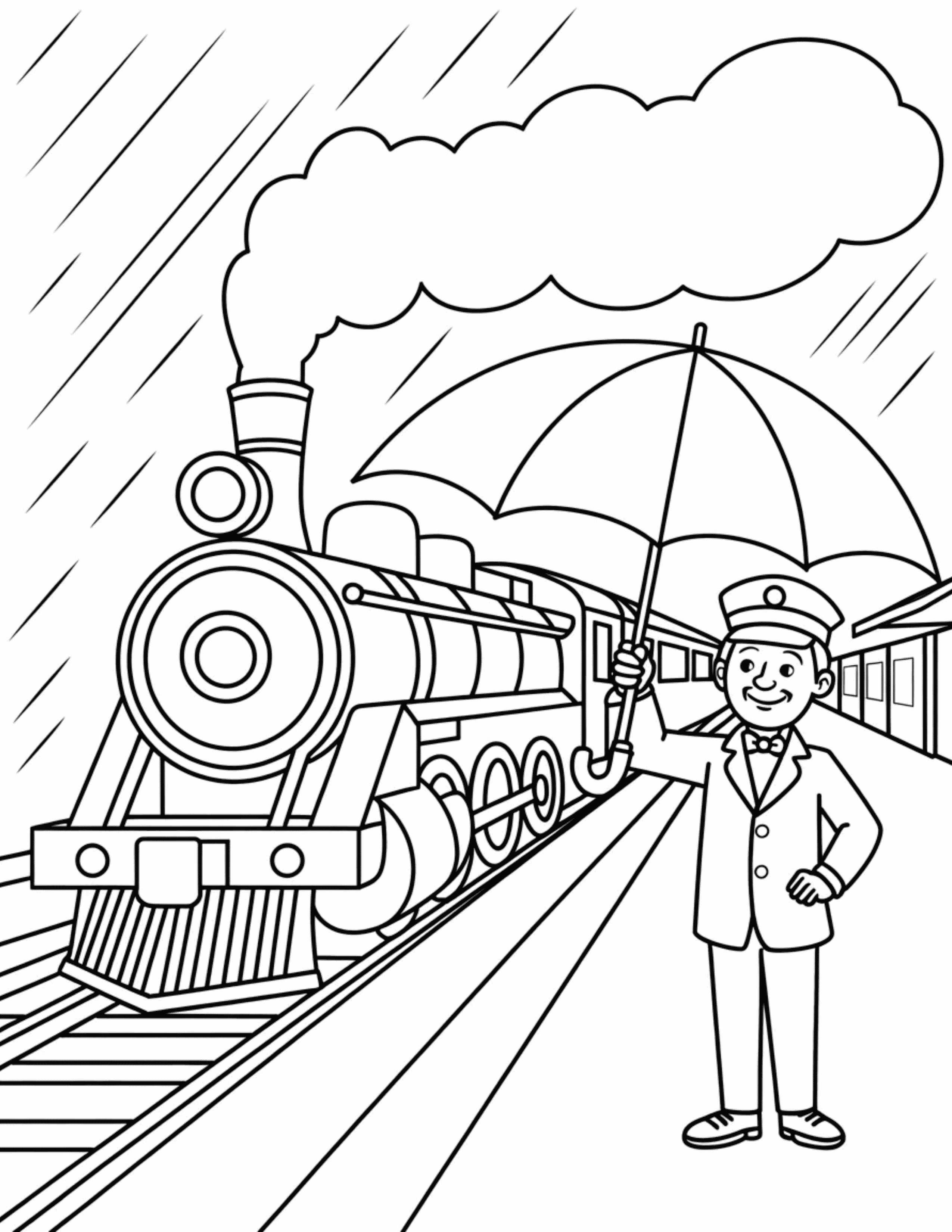 steam-train-in-the-rain-with-umbrella-holding-conductor