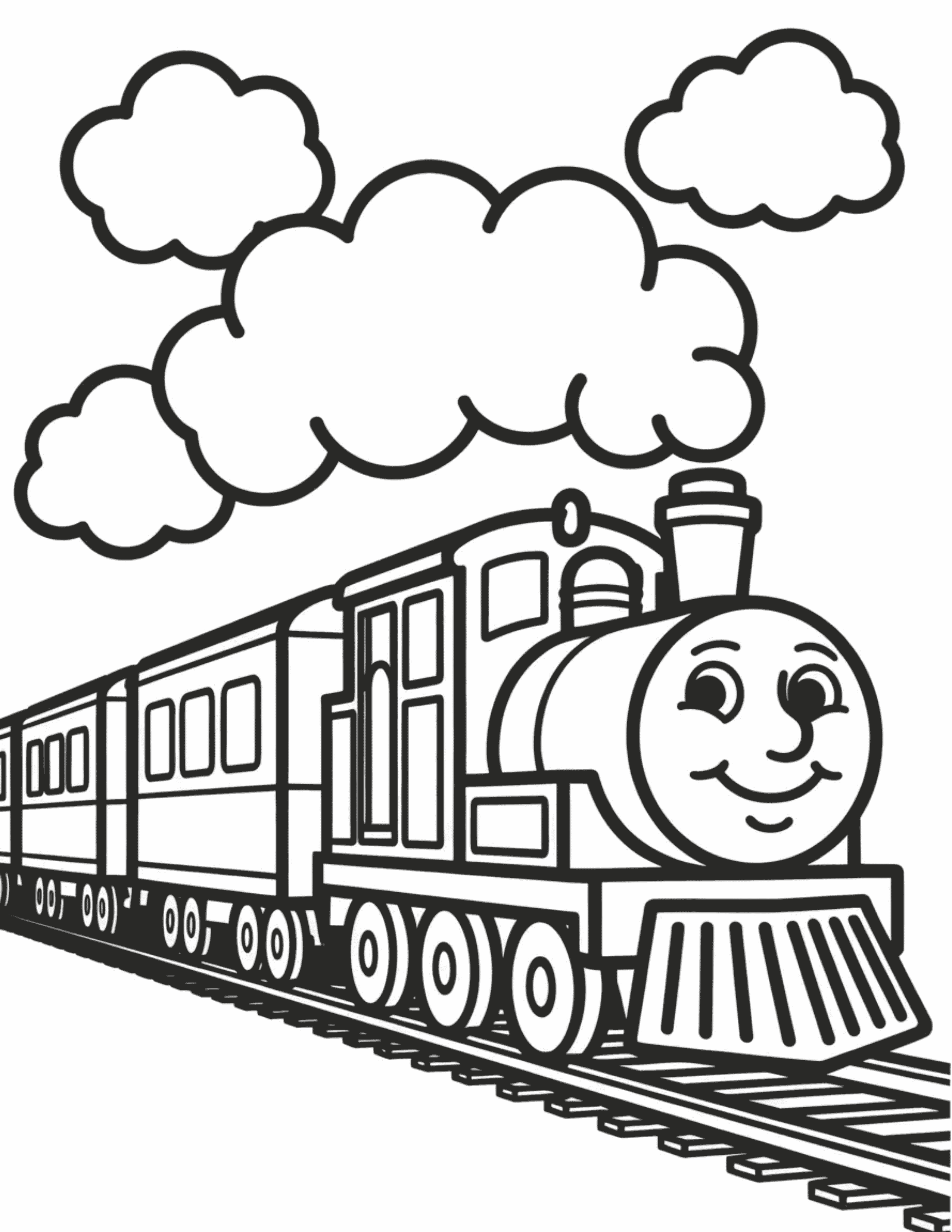 train-on-tracks-with-big-puffy-clouds